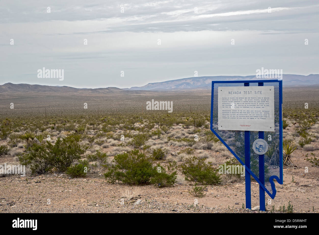 Die Nevada National Security Site, früher bekannt als der Nevada Test Site, wo Atomwaffen von 1951 bis 1992 getestet wurden. Stockfoto