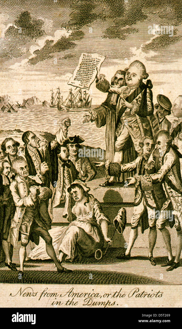 Nachrichten aus Amerika oder die Patriots in den Halden, ca. 1776 Stockfoto