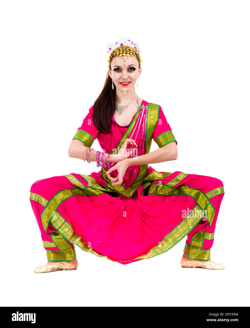 in voller Länge Portrait von indischen Frau tanzt Stockfoto