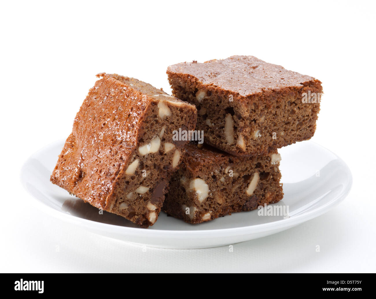 Essbare Schokolade Brownie Kuchen mit Mandeln Stockfoto