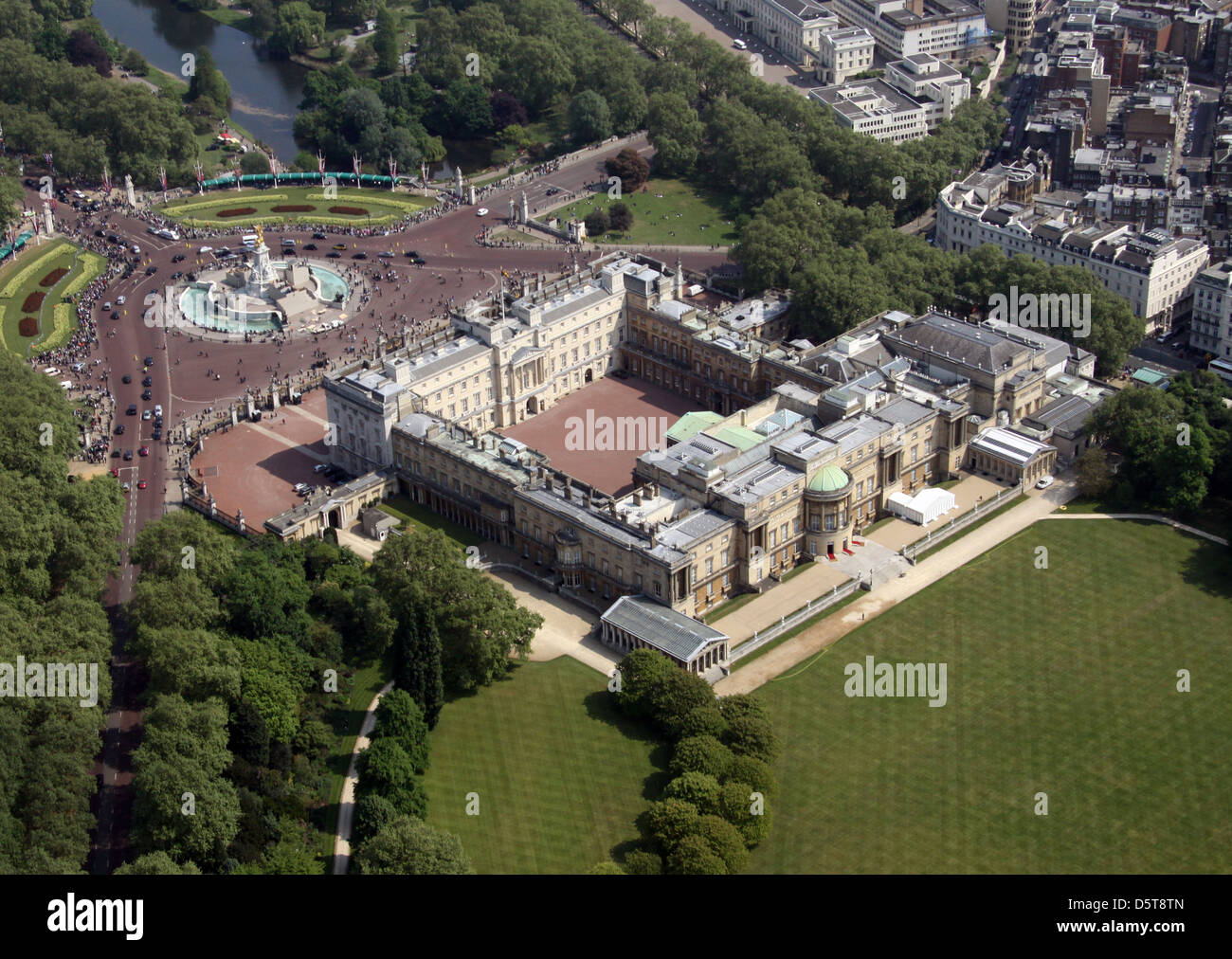 Luftaufnahme von Buckingham Palace, London, die Residenz des Monarchen des Vereinigten Königreichs Stockfoto