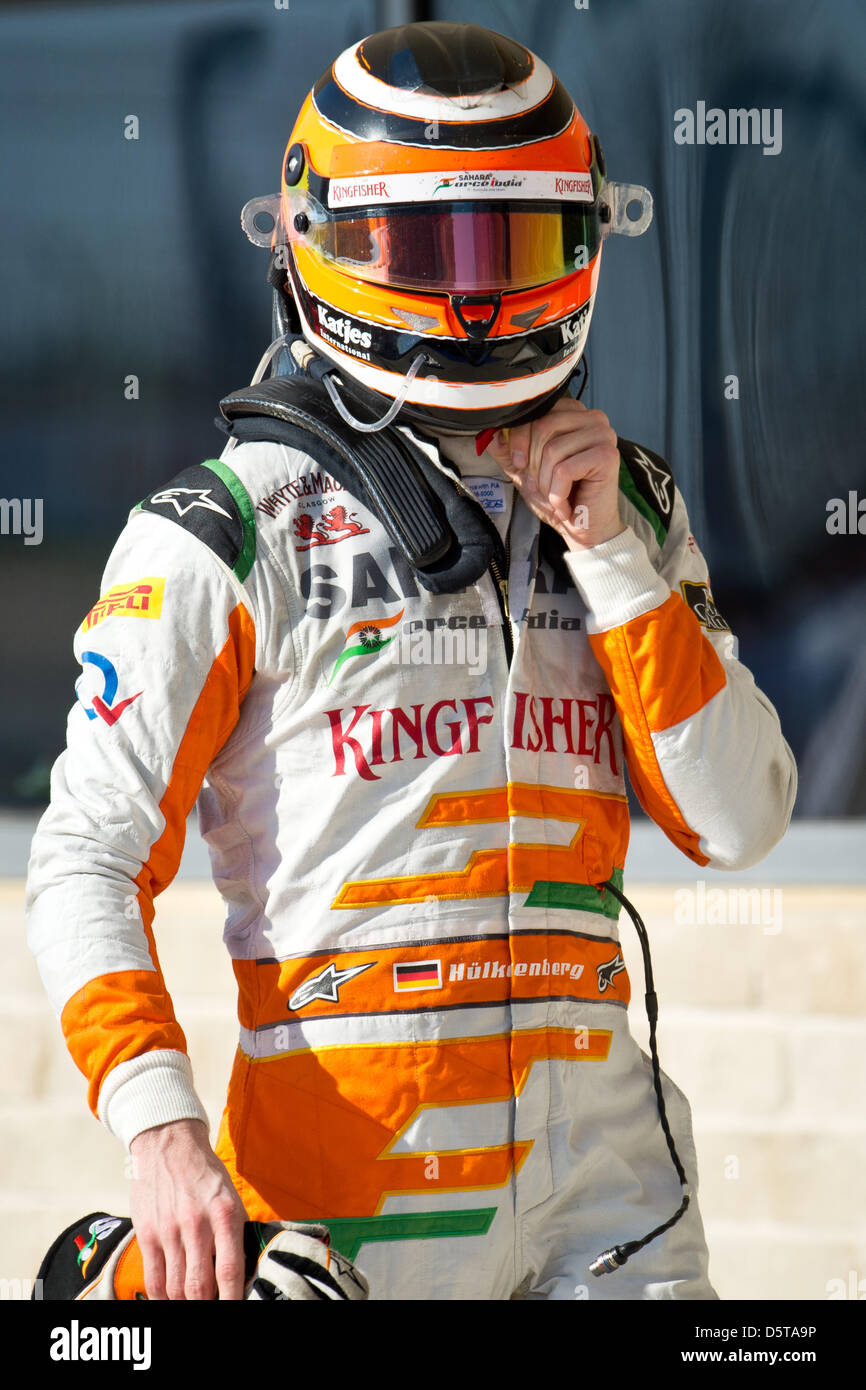 Deutsche Formel1-Fahrer Nico Huelkenberg von Force India durchschreitet Parc Ferme nach der Formel 1 United States Grand Prix auf dem Circuit of The Americas in Austin, Texas, USA, 18. November 2012. Foto: David sollte/dpa Stockfoto