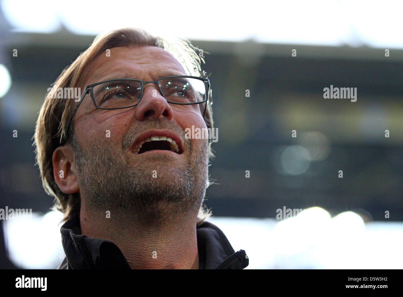 Dortmunder Kopf, die vor der deutschen Fußball-Bundesliga-Fußball Trainer Juergen Klopp Grimassen, Spiel Borussia Dortmund Vs Borussia Moenchengladbach im Signal Iduna Park in Dortmund, Deutschland, 29. September 2012. Das Spiel endete 5:0. Foto: Kevin Kurek Stockfoto