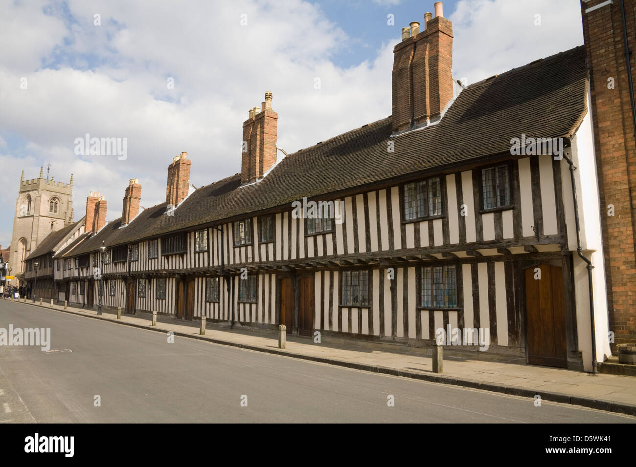 Stratford-upon-Avon Warwickshire England Gilde Cottages Armenhäuser auf Chapel Street im 15.Jh., alte und Arme Menschen Haus gebaut Stockfoto