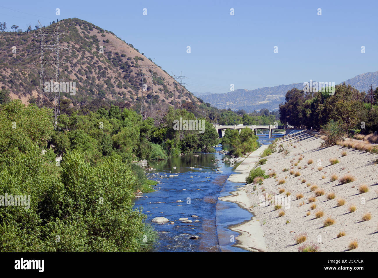 Los Angeles River in Glendale Narrows, Atwater, Los Angeles, Kalifornien, USA Stockfoto