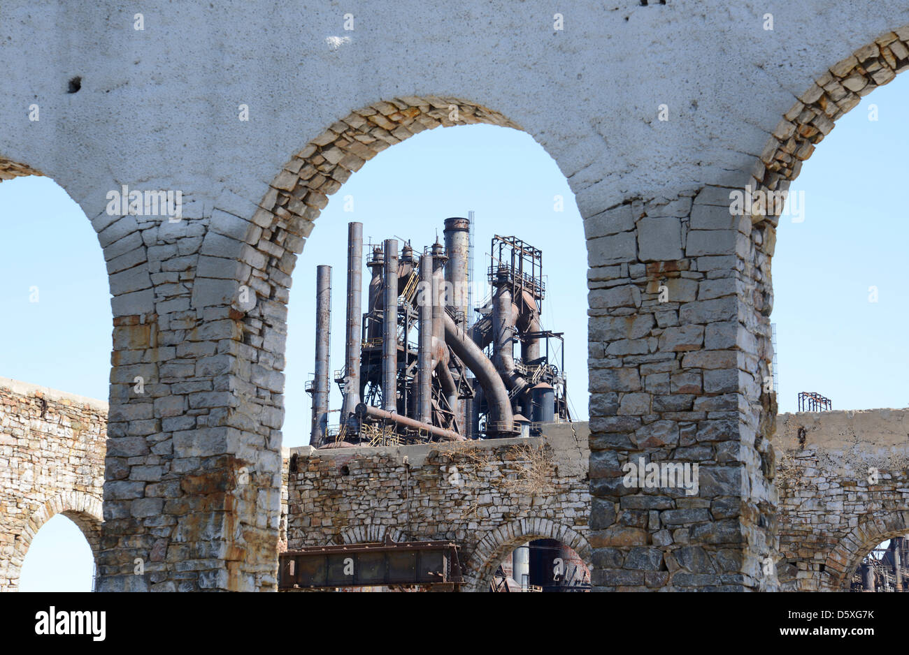 Die alte Fabrik in Bethlehem Steel in Bethlehem, Pennsylvania. Auf einmal war es die zweite größte Produktionsstätte für Stahl. Stockfoto