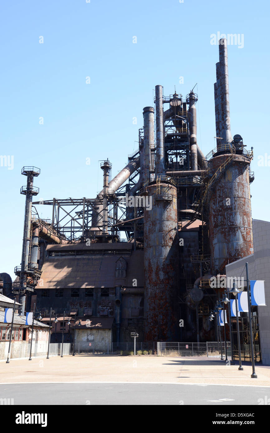 Die alte Fabrik in Bethlehem Steel in Bethlehem, Pennsylvania. Auf einmal war es die zweite größte Produktionsstätte für Stahl. Stockfoto