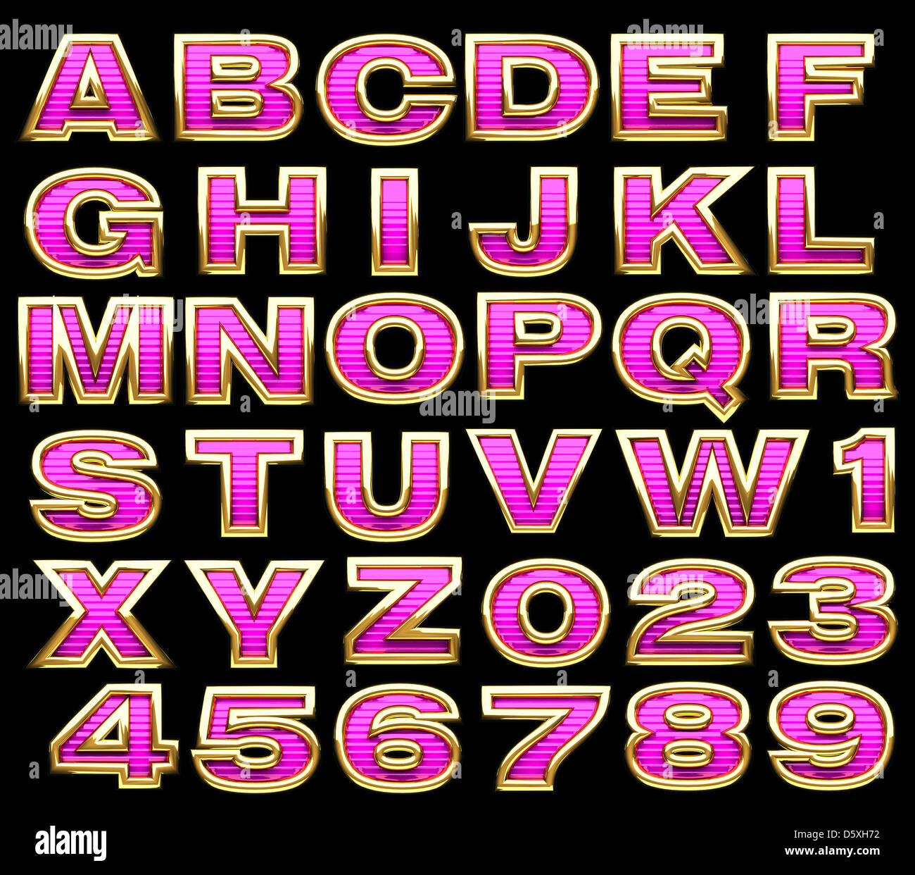 Rosa Alphabet Whith gold Stockfoto