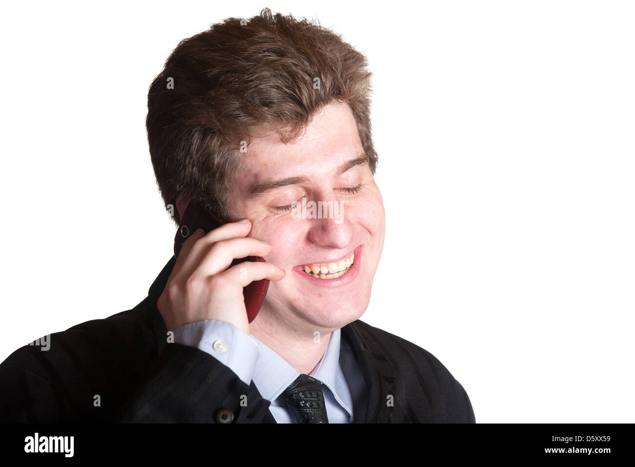 Junger Geschäftsmann auf dem Handy-Porträt Stockfoto