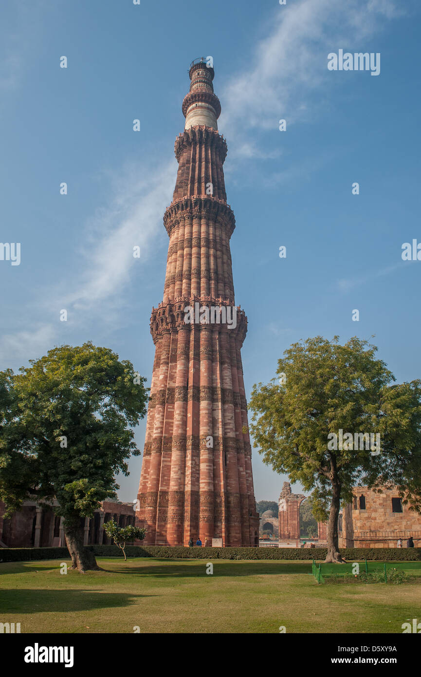 Qutub Minar Turm, Delhi, Indien Stockfoto
