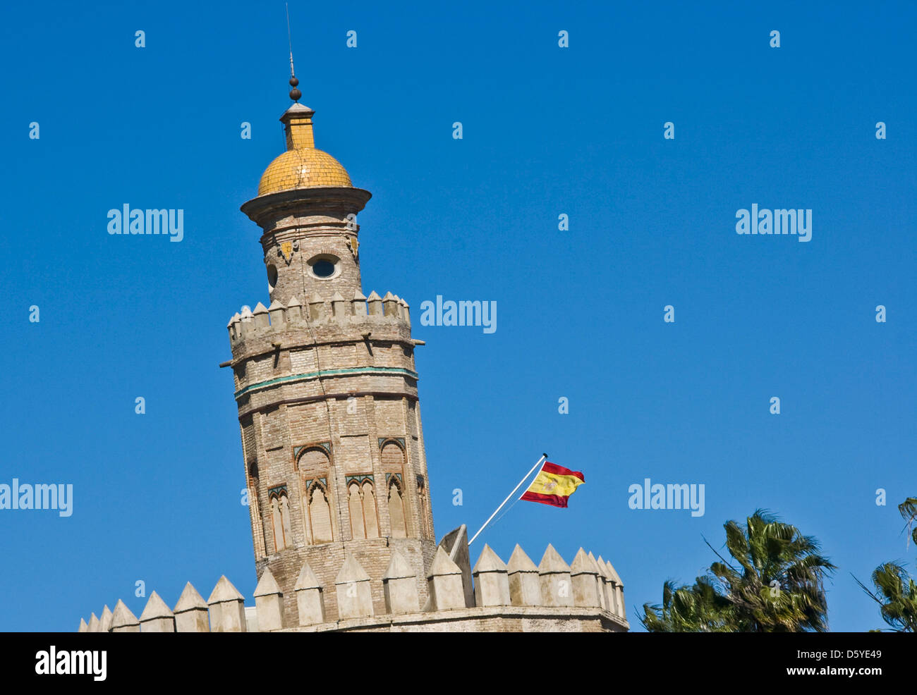 Torre del Oro 'Goldener Turm' Sevilla Andalusien Spanien Europa Stockfoto