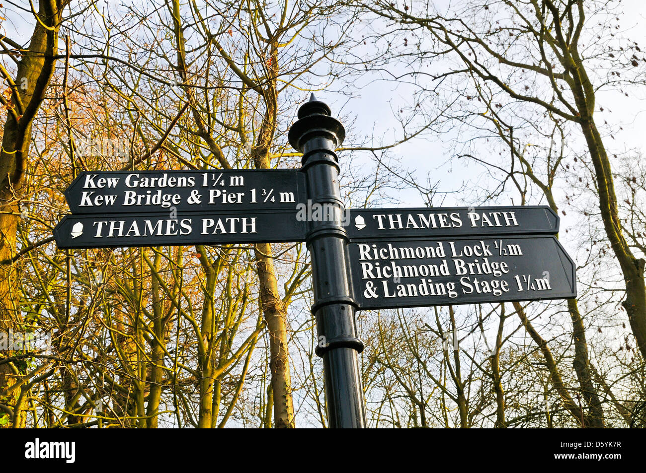 Thames Path Zeichen, Richmond upon Thames, Greater London, England, UK Stockfoto