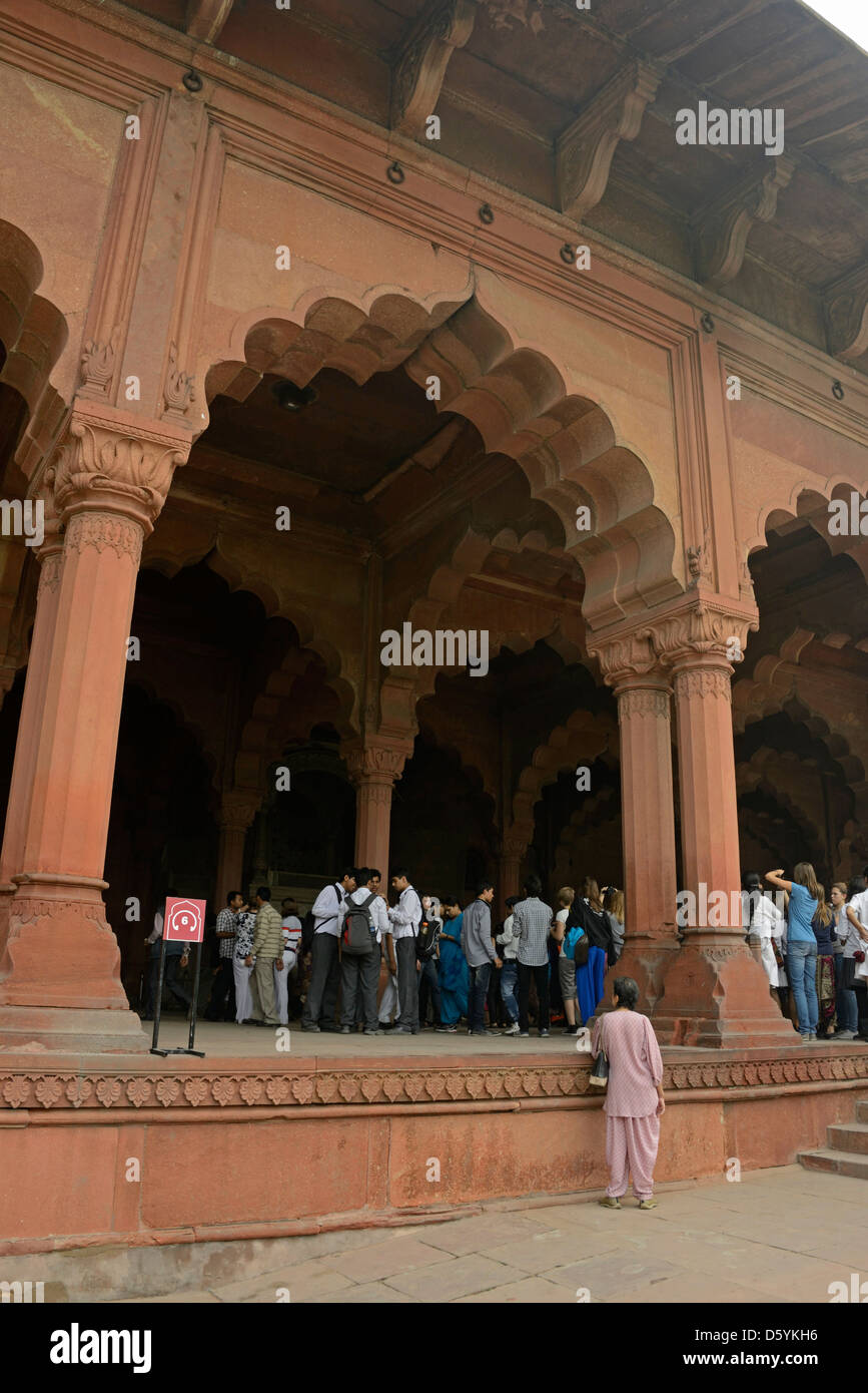 Diwan-i-Aam oder die Halle der Öffentlichkeit dient zur staatlichen Funktionen in das Rote Fort, Alt-Delhi, Indien Stockfoto