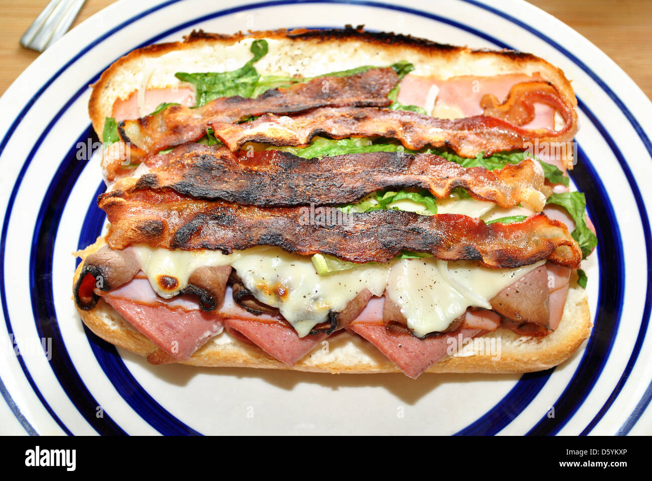 Ganze geröstete Fleisch und Käse-Sandwich Stockfoto