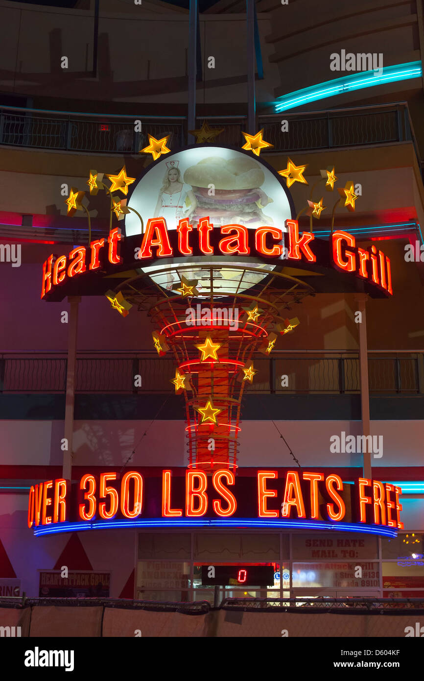 Das Heart Attack Grill auf der Fremont Street in der Innenstadt von Las Vegas Stockfoto
