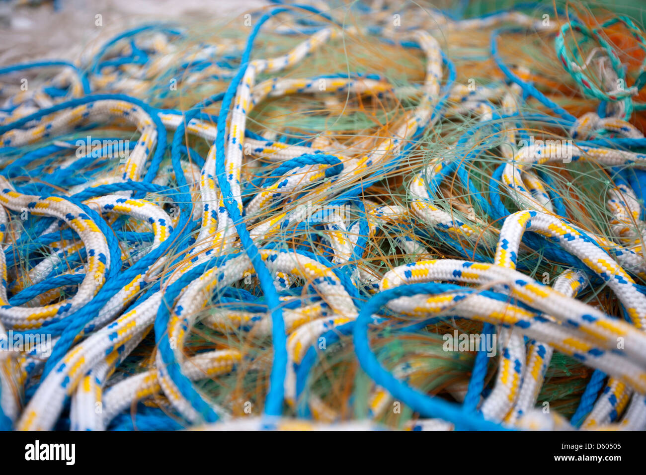 Detail der Fischerei Netze Seile Stockfoto