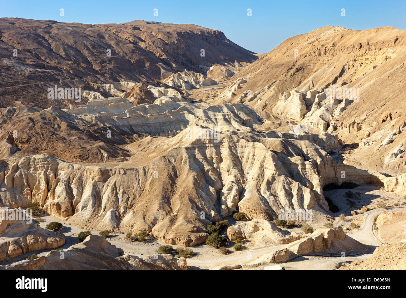Judäische Wüste, die Straße zum Toten Meer. Stockfoto