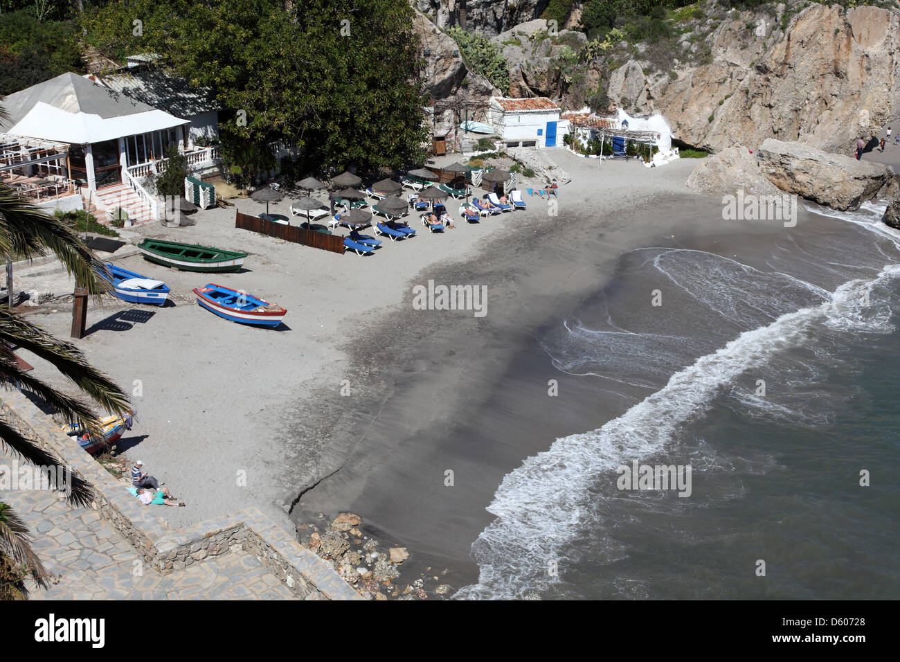Strand in Nerja, Costa Del Sol, Andalusien Spanien Stockfoto