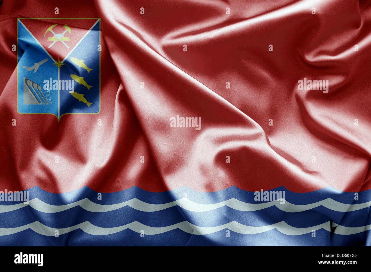 Flagge von Magadan (Russland) Stockfoto