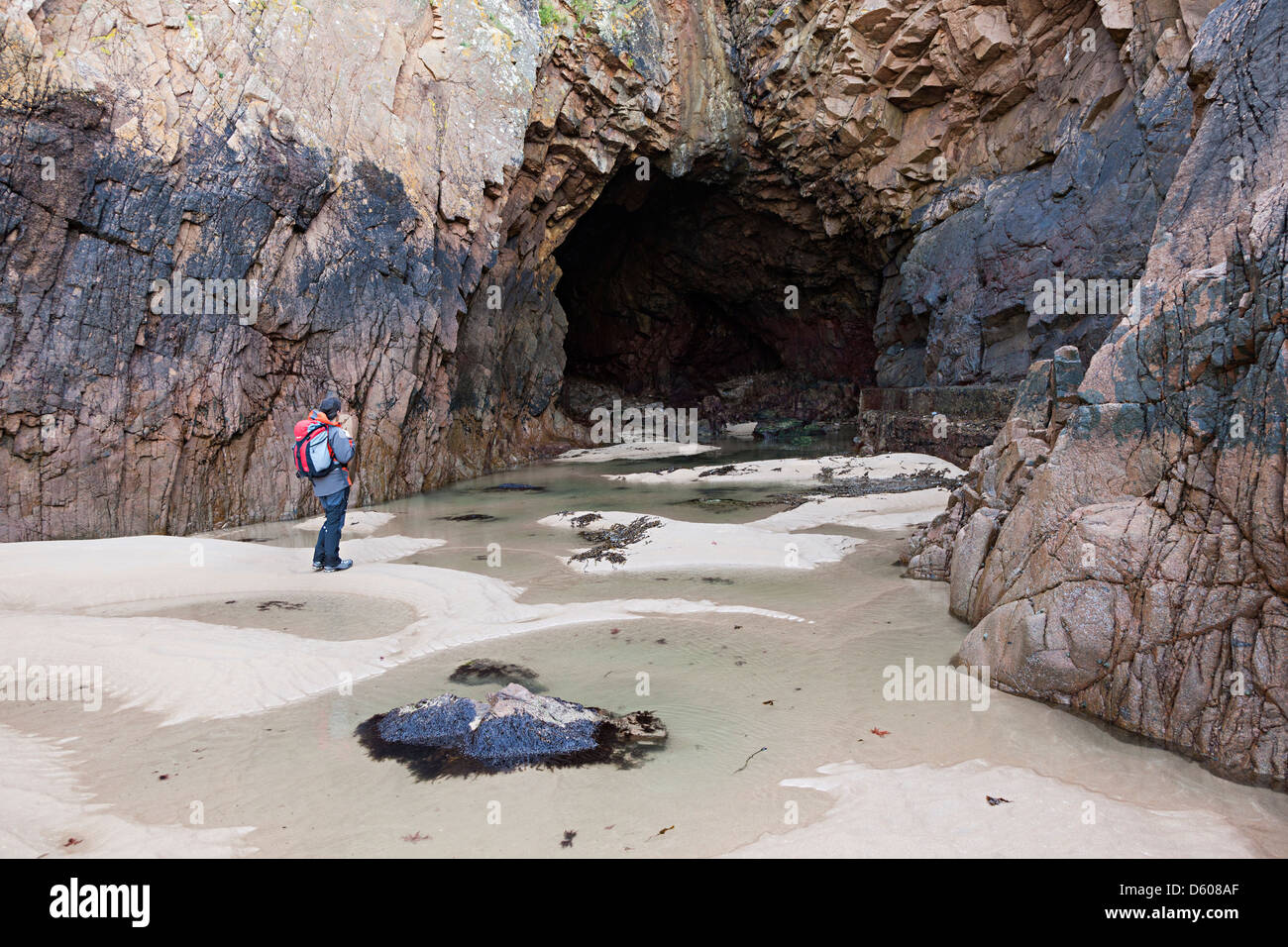 Plemont Höhle, Jersey, Kanalinseln, Großbritannien Stockfoto