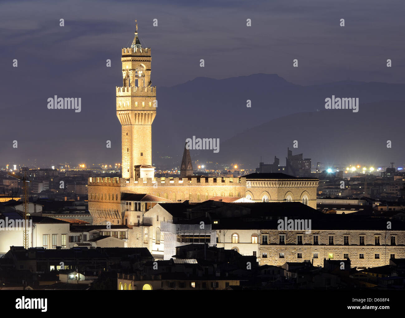 Palazzo Vecchio Signoria (altes Schloss) ist das Rathaus von Florenz, Toskana Stockfoto