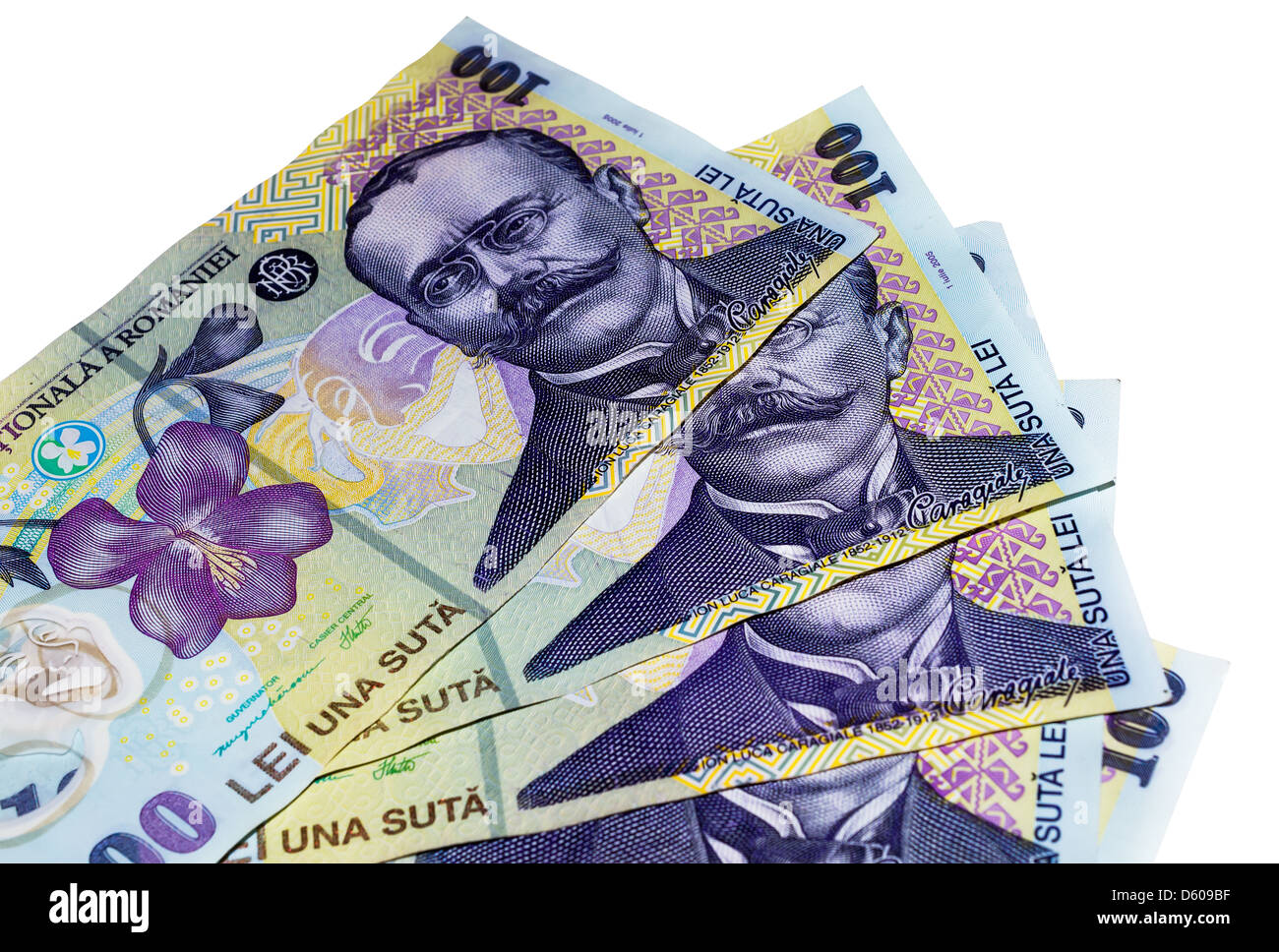 Pack von rumänischen Banknoten, Währung Stockfoto