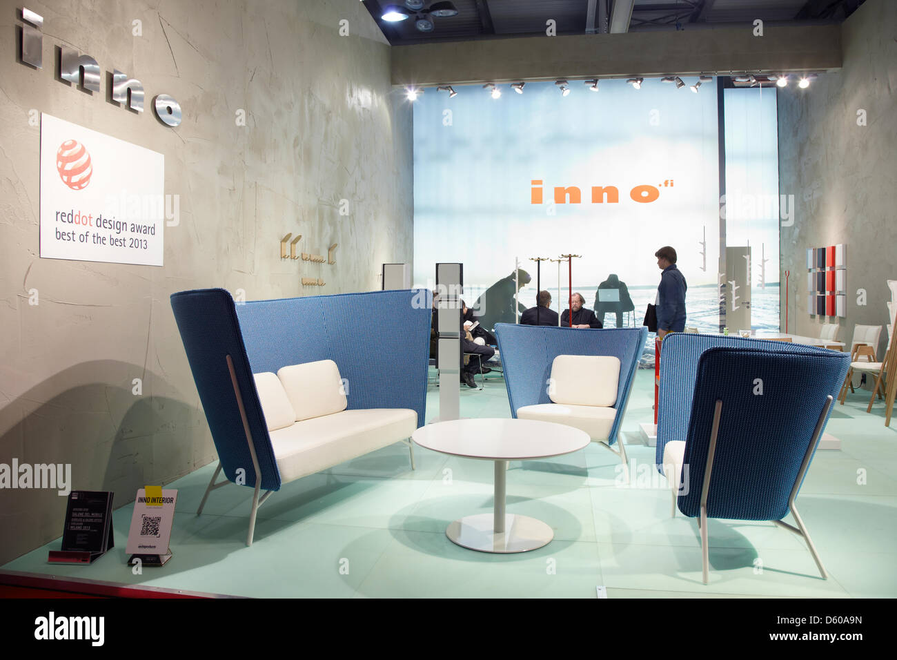 Mailand, Italien, 9. April 2013. Inno-Stand auf der Mailänder Möbelmesse Salone Internazionale del Mobile. Stockfoto