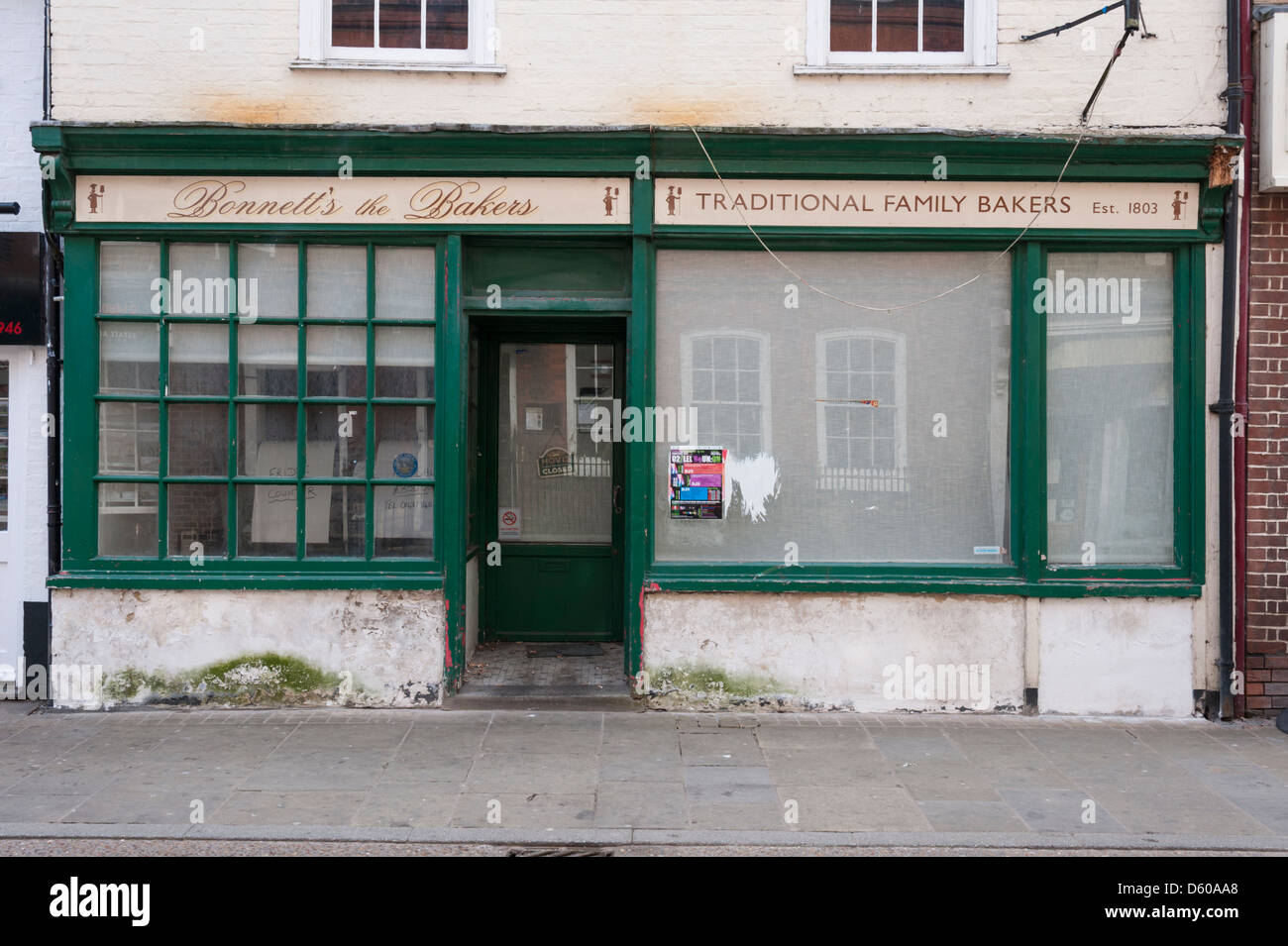 Bäcker-Shop in St Ives Cambridgeshire UK geschlossen Stockfoto