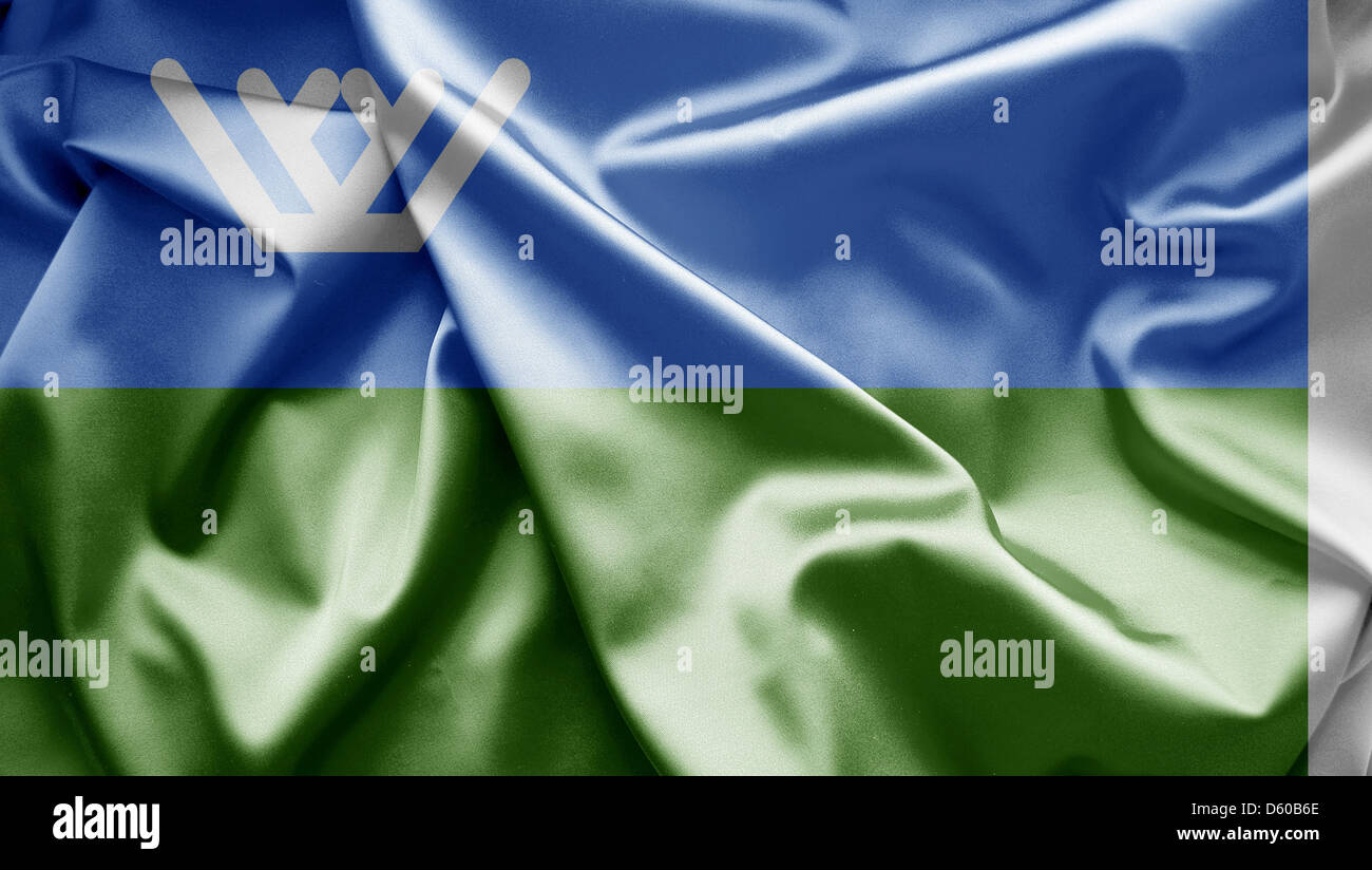 Flagge von Khanty-Mansi (Russland) Stockfoto