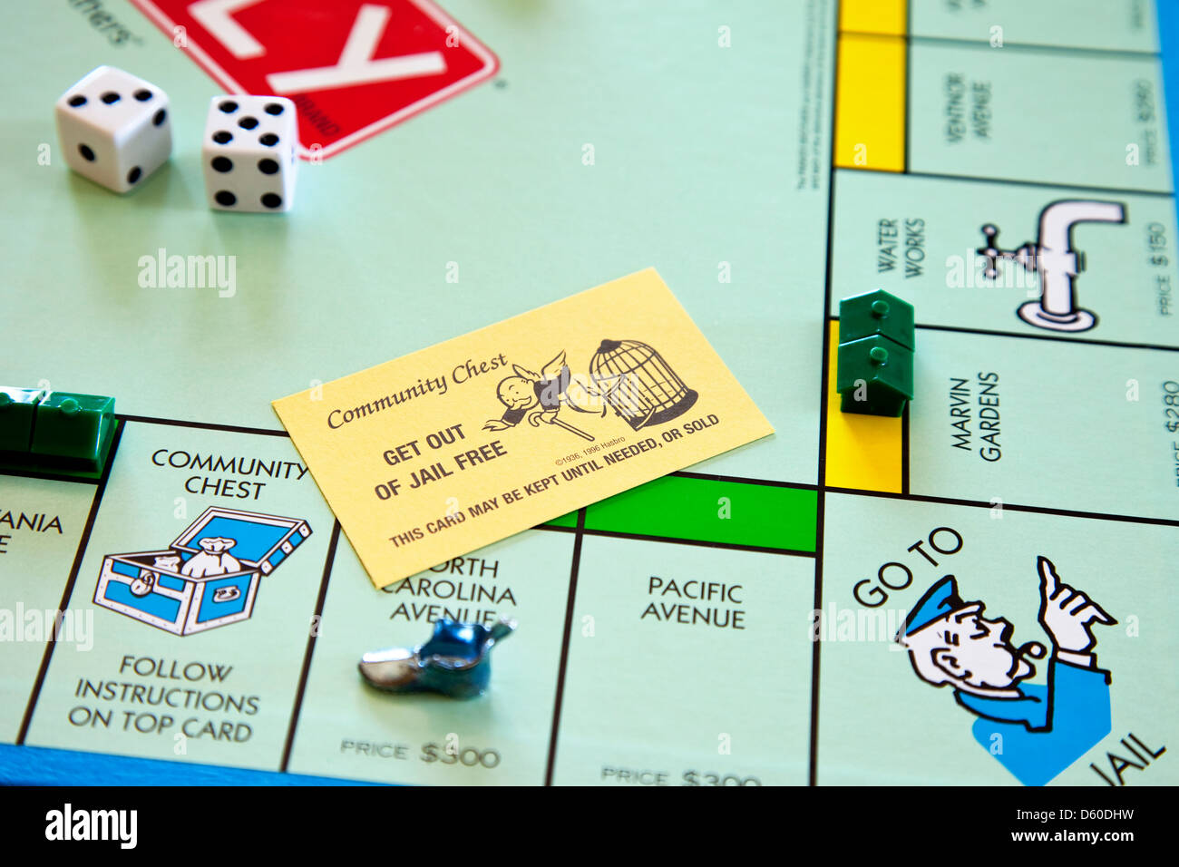 Monopoly Brettspiel - raus aus dem Gefängnis frei Karte Stockfoto