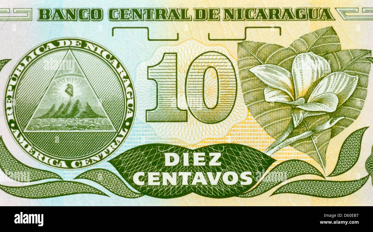 Nicaragua 10 zehn Centavo Banknote Stockfoto