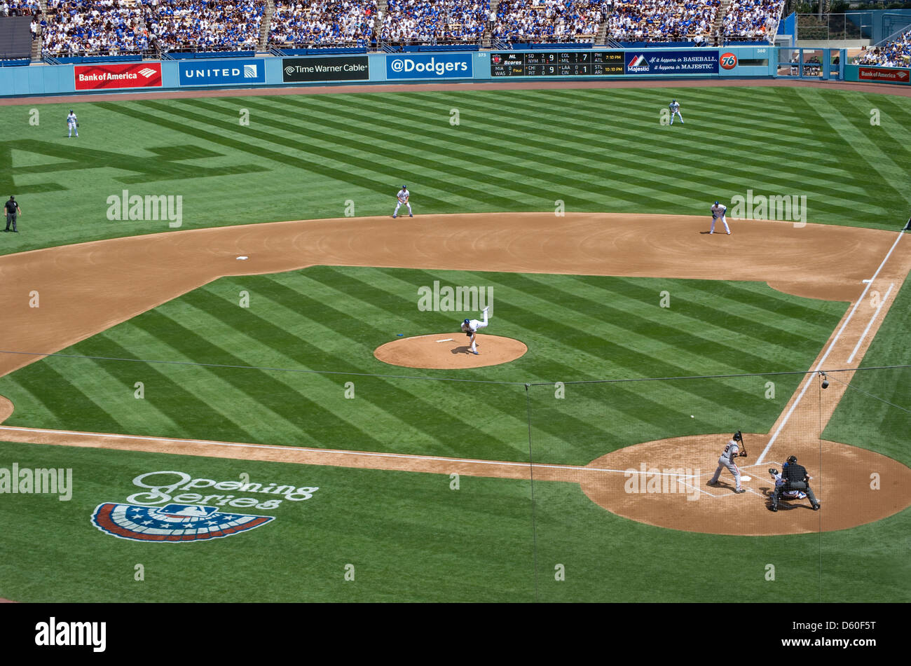 Los Angeles Dodgers Baseballspiel im Dodger Stadium, Los Angeles, CA, USA Stockfoto