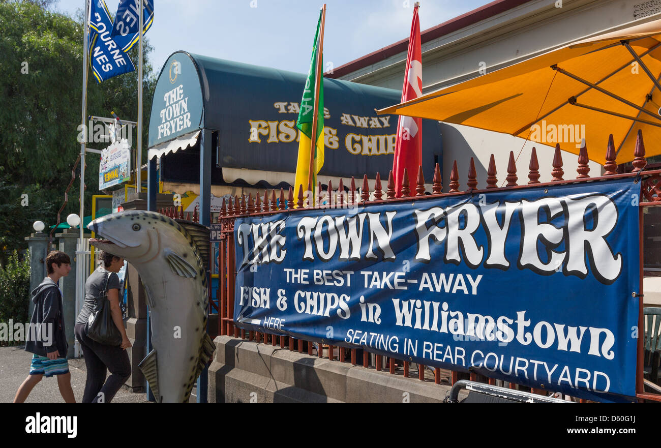 Die Stadt Friteuse Fish &amp; Chips-Shop in Williamstown, Victoria, Australien Stockfoto