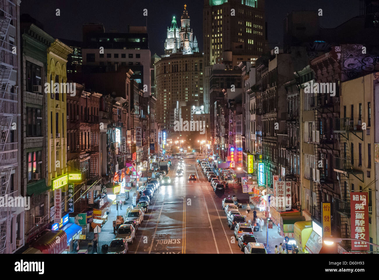 Panoramablick über Chinatown, New York City, New York, USA Stockfoto