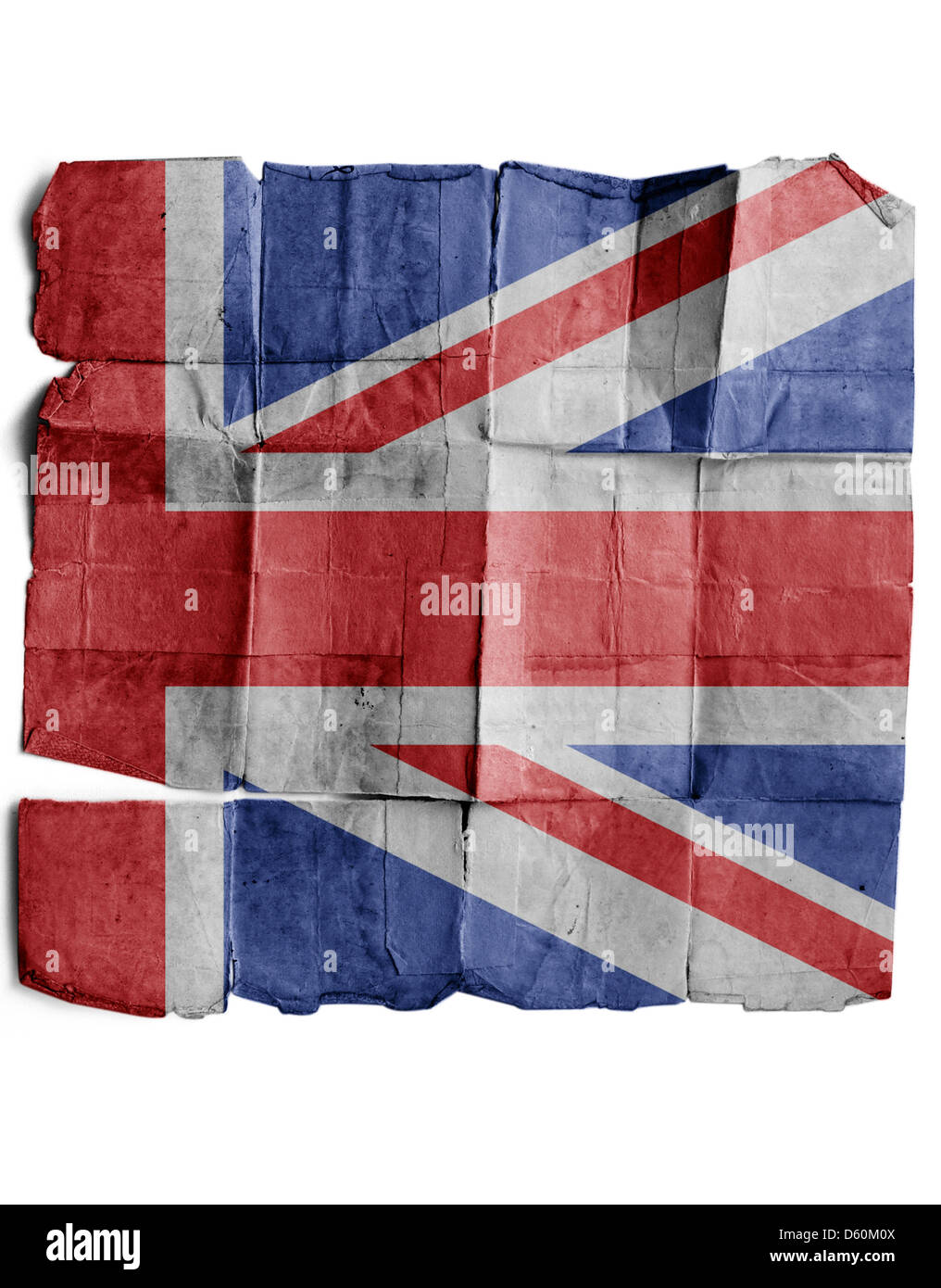 Britische Flagge auf dem alten Papier. Stockfoto