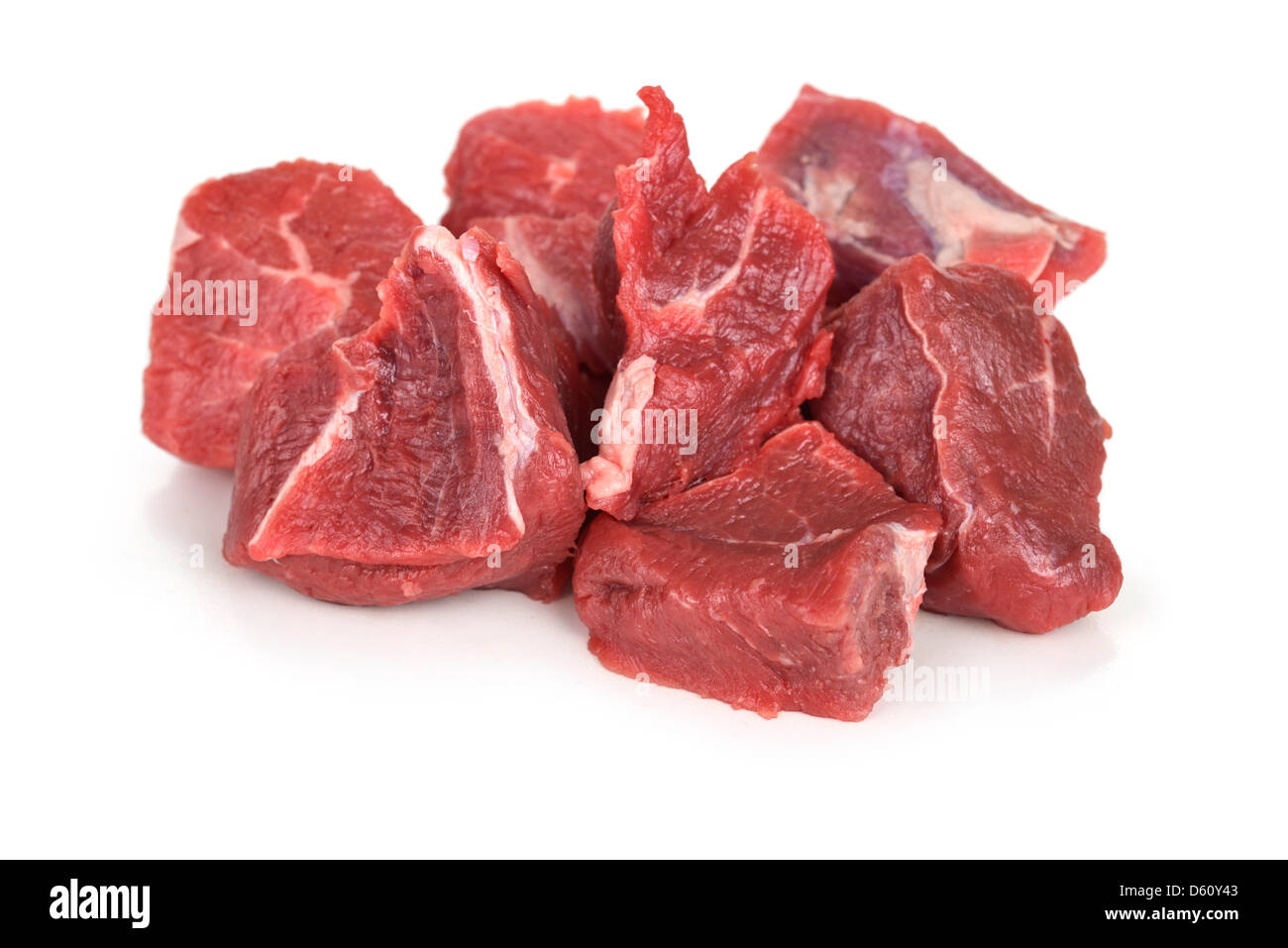 Rindfleisch Würfel, Dünsten Rindfleisch Stücke Roh, Stücke von Fleisch Stockfoto