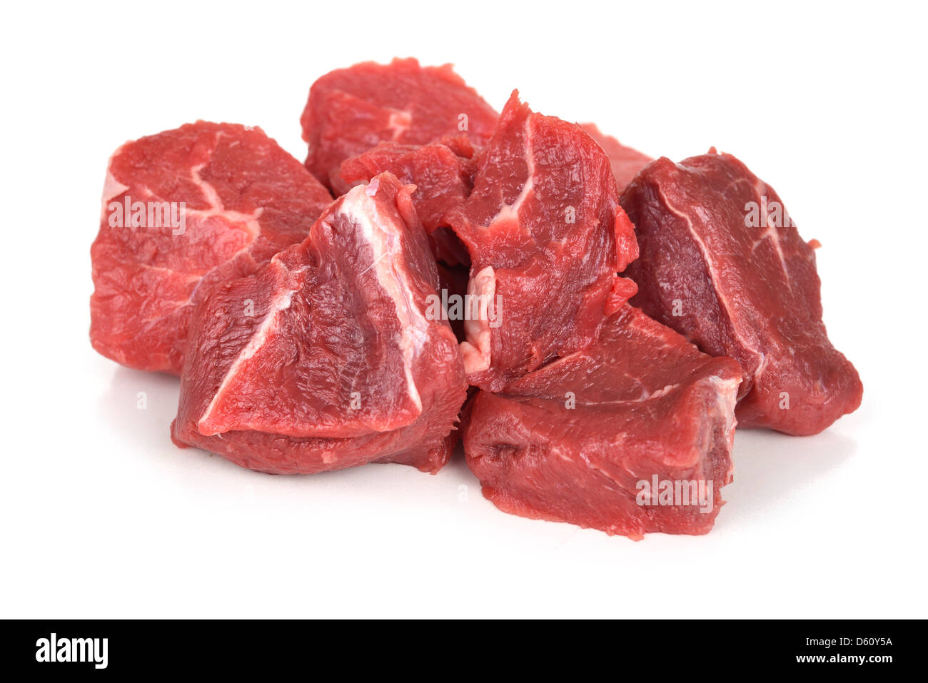 Rindfleisch Würfel, Dünsten Rindfleisch Stücke Roh, Stücke von Fleisch Stockfoto