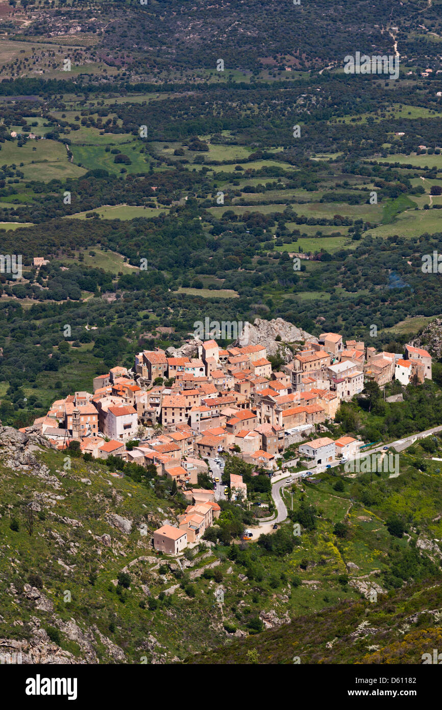 Frankreich, Korsika, La Balagne, Speloncato, erhöhten Blick auf die Stadt Stockfoto