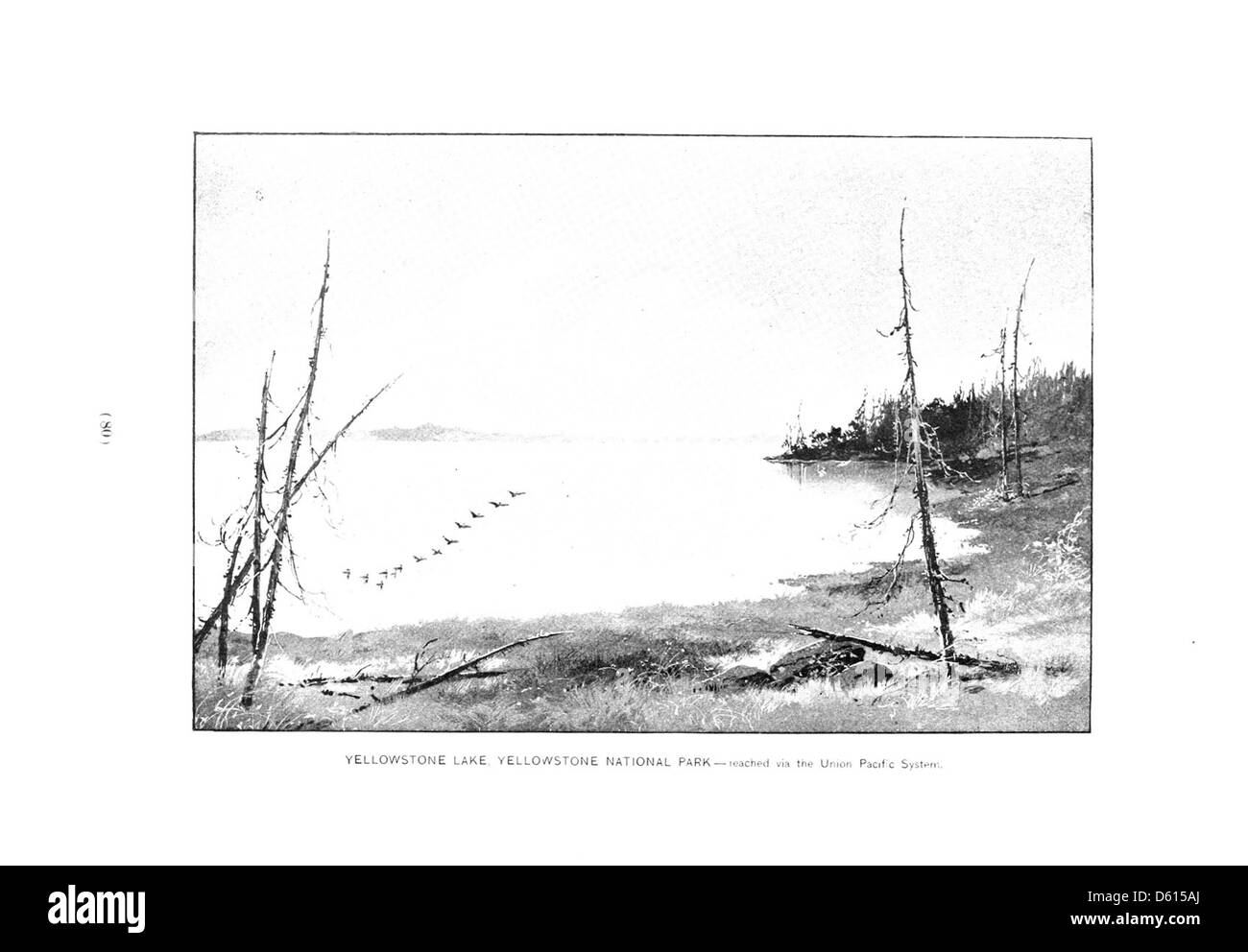Diese Publikation aus dem Jahr 1891 beschreibt die verschiedenen westlichen Resorts, die über die Union Pacific Railroad zugänglich sind, und hebt Ziele wie Yellowstone Lake und Yellowstone National Park hervor, die für ihre natürliche Schönheit und gesundheitliche Vorteile bekannt sind. Stockfoto