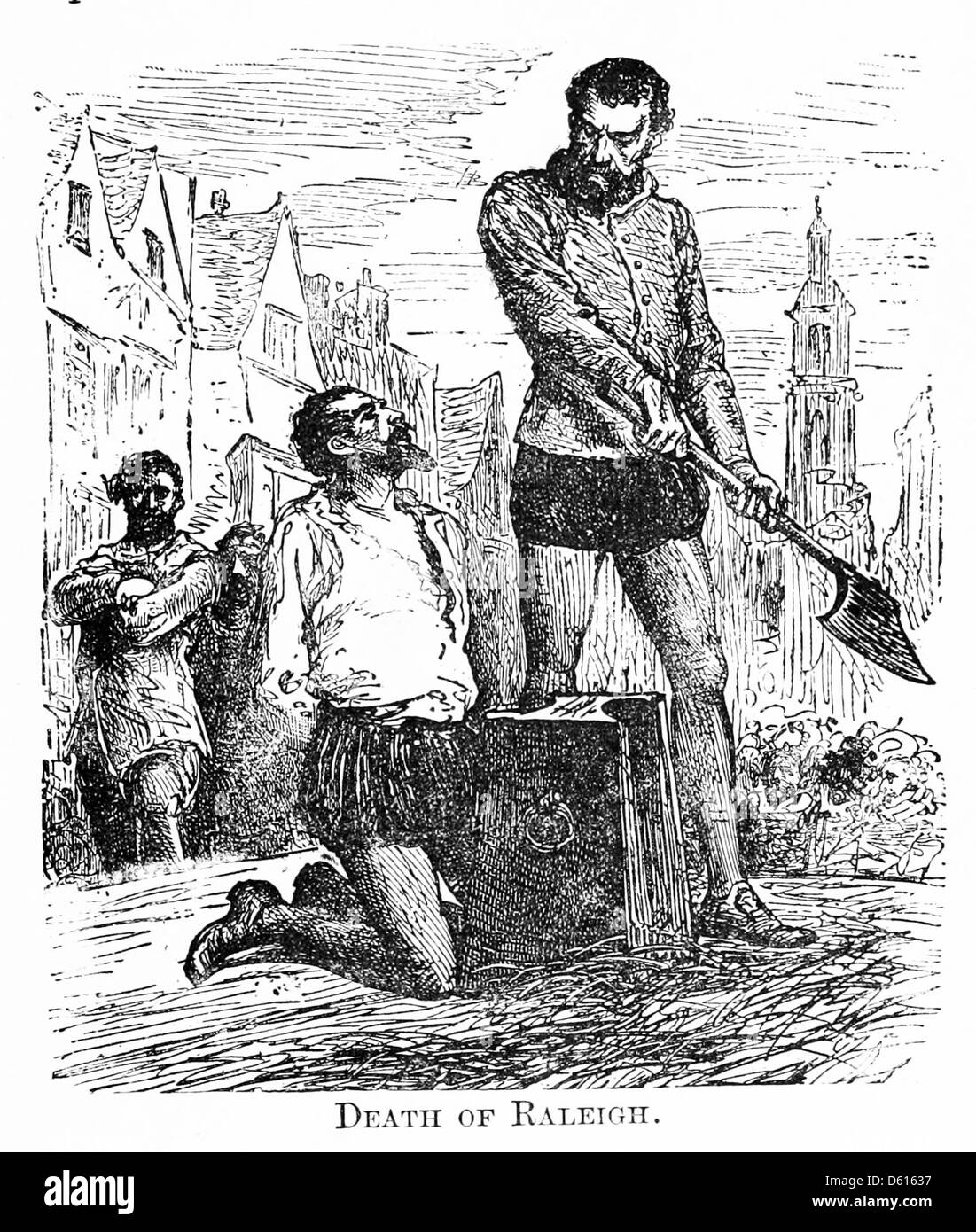 Eine Illustration aus A Child's History of England (1897), die Sir Walter Raleigh zeigt. Das Bild stellt eine der prominentesten Figuren des elisabethanischen Englands dar und unterstreicht Raleighs Einfluss im Zeitalter der Erkundung. Stockfoto Eine Illustration aus A Child's History of England (1897), die Sir Walter Raleigh zeigt. Das Bild stellt eine der prominentesten Figuren des elisabethanischen Englands dar und unterstreicht Raleighs Einfluss im Zeitalter der Erkundung. Stockfoto