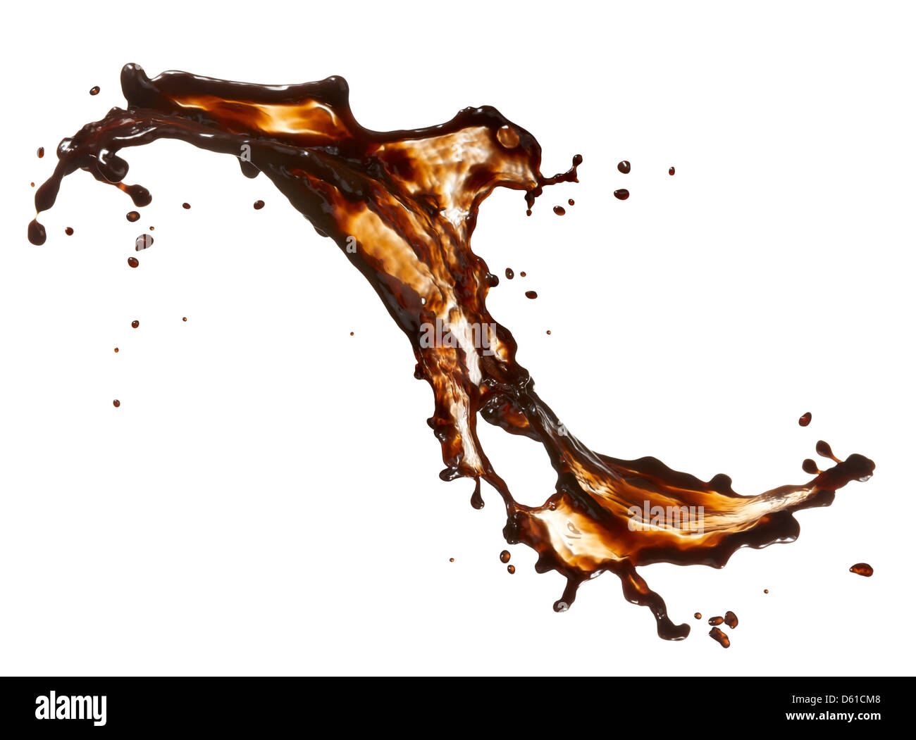 Kaffee-Splash isoliert auf weißem Hintergrund Stockfoto