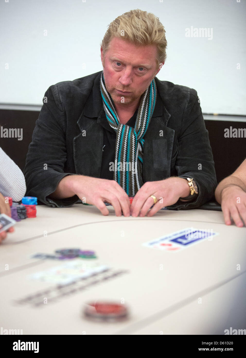 Ehemaliger Tennis spielt pro Boris Becker bei der European Poker Tour in Berlin, Deutschland, 17. April 2012. Boris Becker ist einer der mehr als 1000 Teilnehmern, die für insgesamt 6,5 Millionen Euro beim Pokerturnier spielen. Foto: MICHAEL KAPPELER Stockfoto
