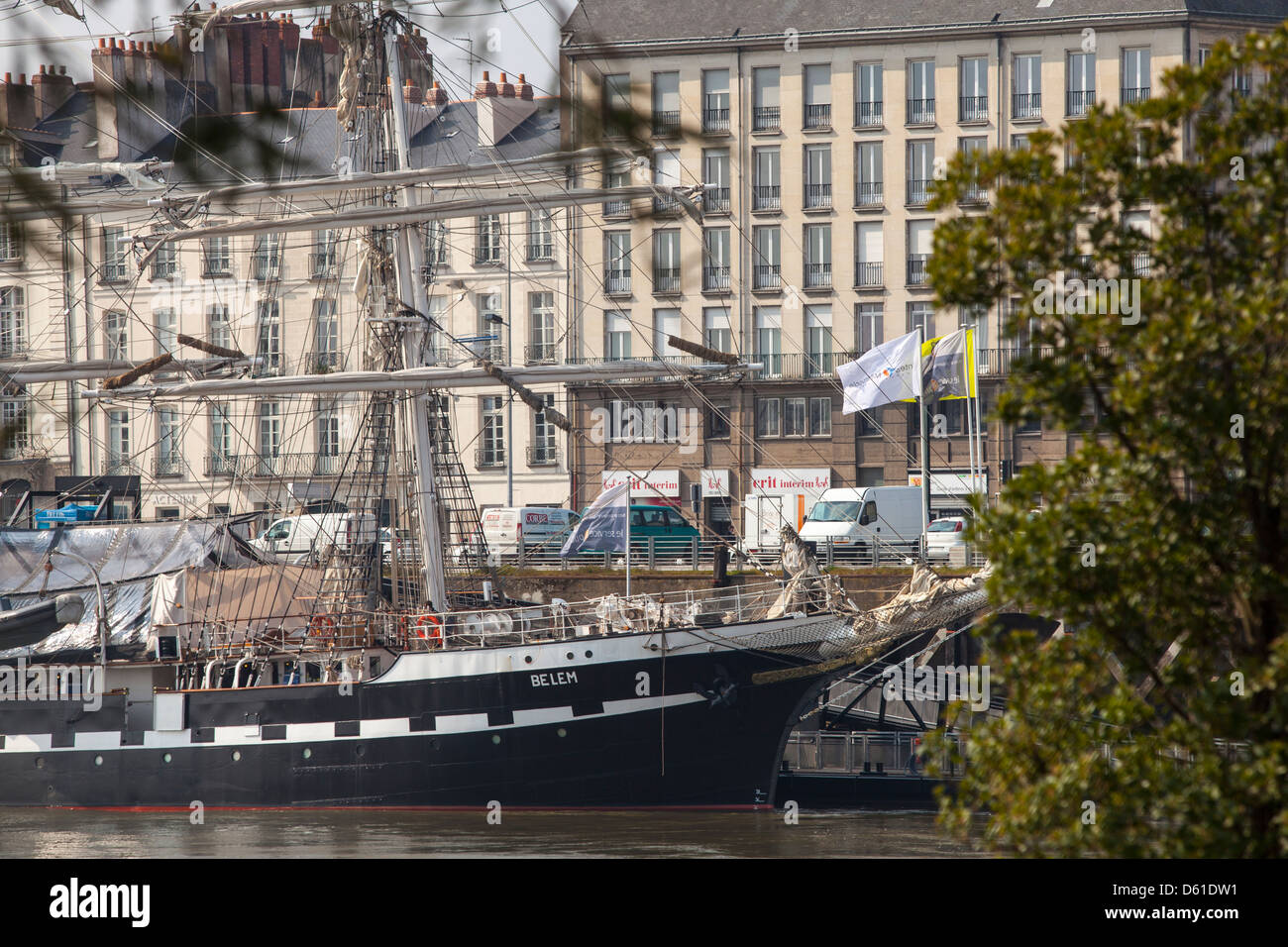 Das Segelschiff angedockt Belem an der Loire in Nantes, Frankreich Stockfoto