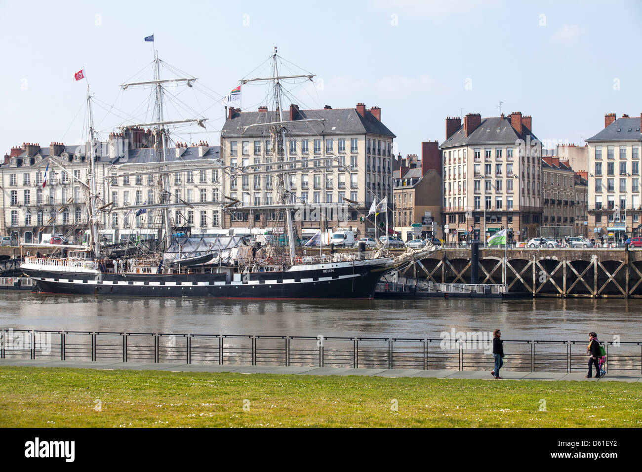 Das Segelschiff angedockt Belem an der Loire in Nantes, Frankreich Stockfoto