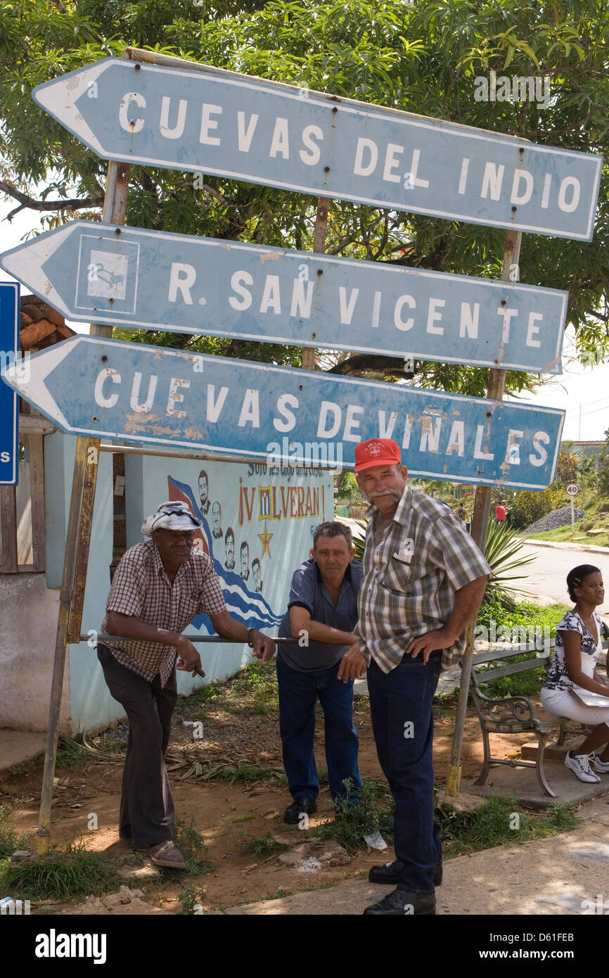 Kuba: Straße Signage / Anfahrt Stockfoto