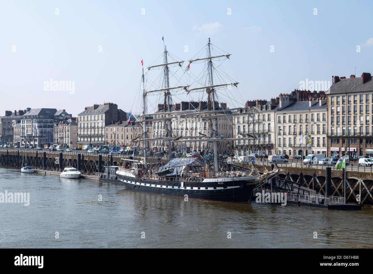 Das Segelschiff angedockt Belem an der Loire in Nantes, Frankreich Stockfoto