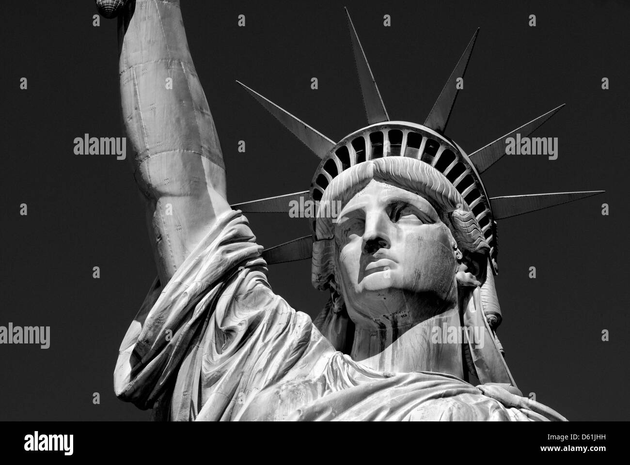 Statue of Liberty, New York City, New York, Vereinigte Staaten von Amerika, USA - schwarz / weiß, einfarbig Stockfoto
