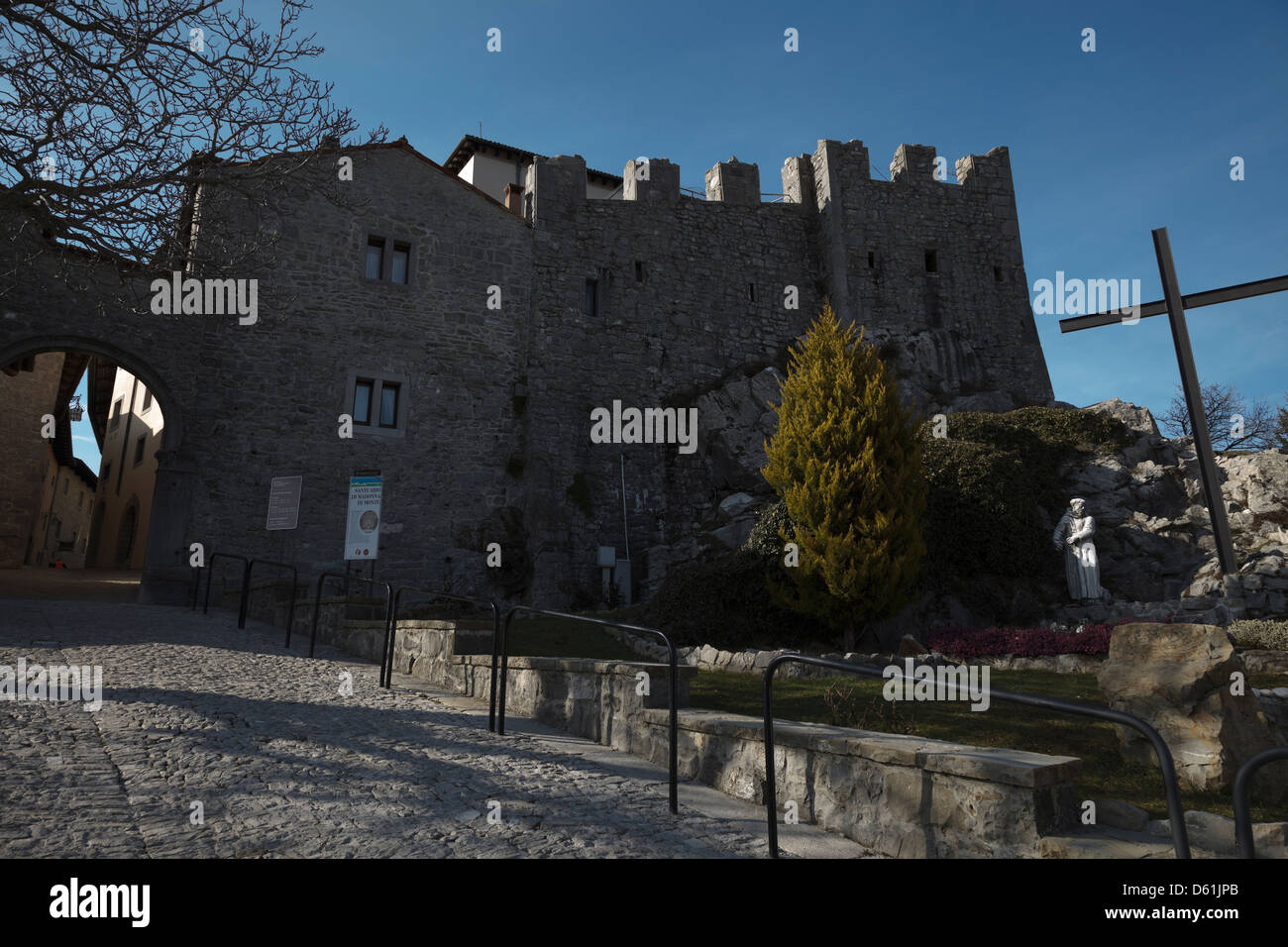 Castelmonte Heiligtum Außenansicht, Friaul, Italien Stockfoto