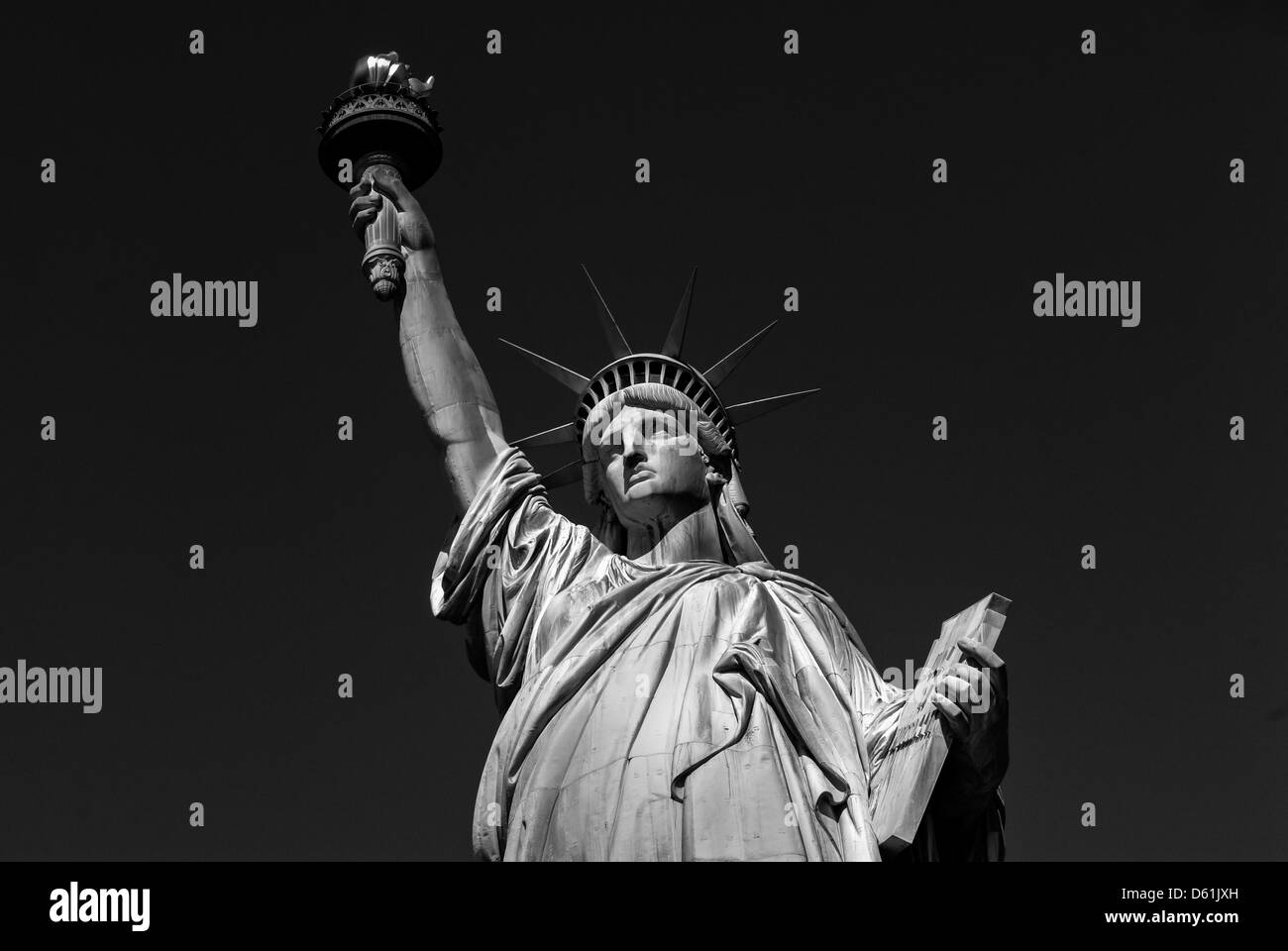 Statue of Liberty, New York City, New York, Vereinigte Staaten von Amerika, USA - schwarz / weiß, einfarbig Stockfoto