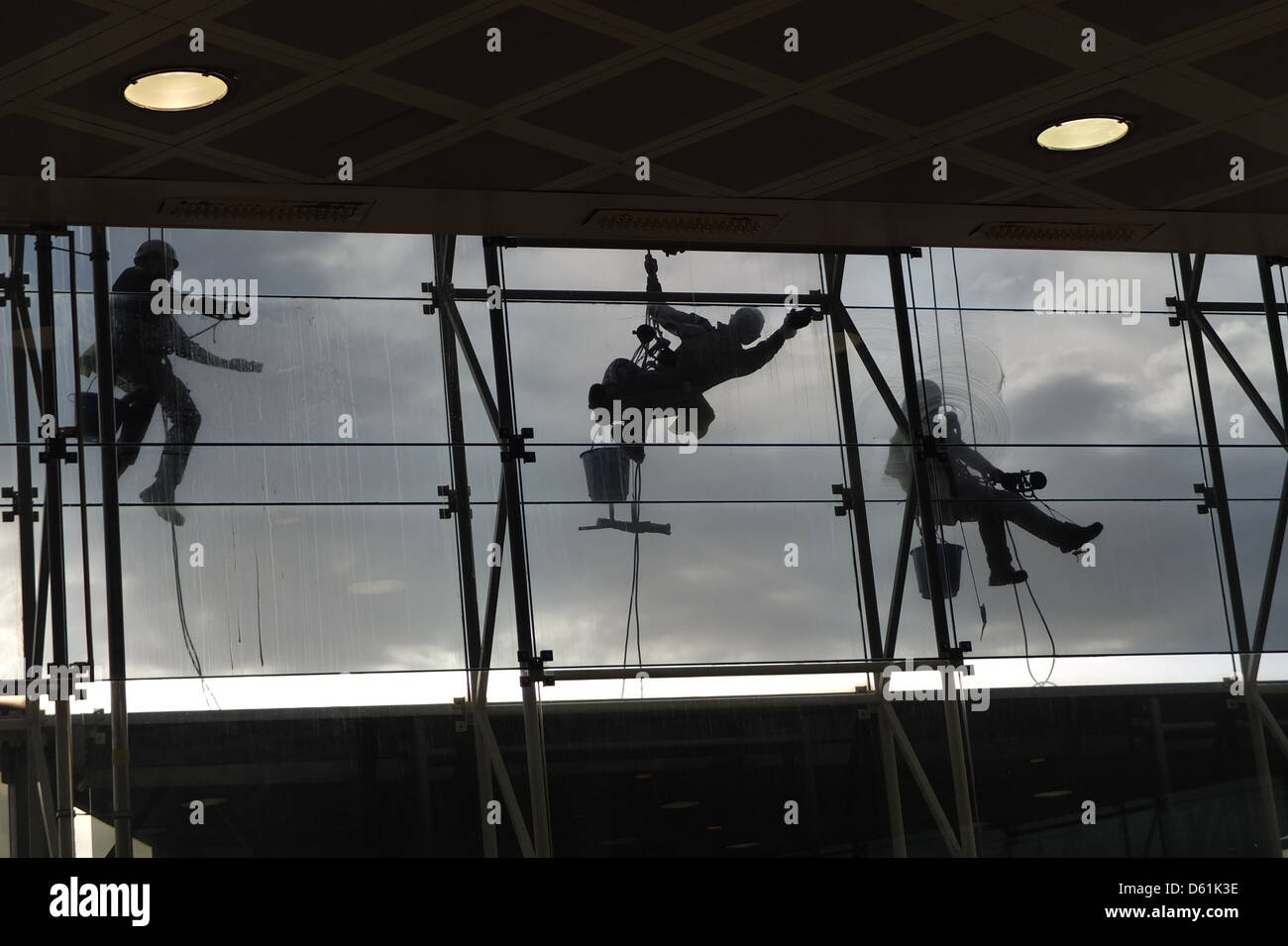 professionelle Reinigung windows Stockfoto